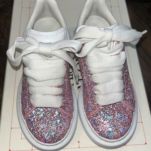 Alexander McQueen kids sneaker reflective glitter rose gold toddler 28C/ US 11